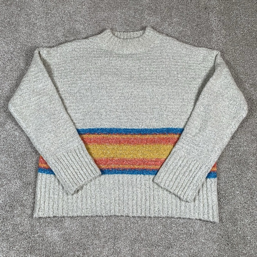Poem & Thread Striped Pullover‎ L/S Sweater Ribbed Retro  #8233 Women's LARGE